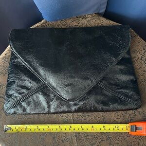 Chic Black Leather Chain Clutch